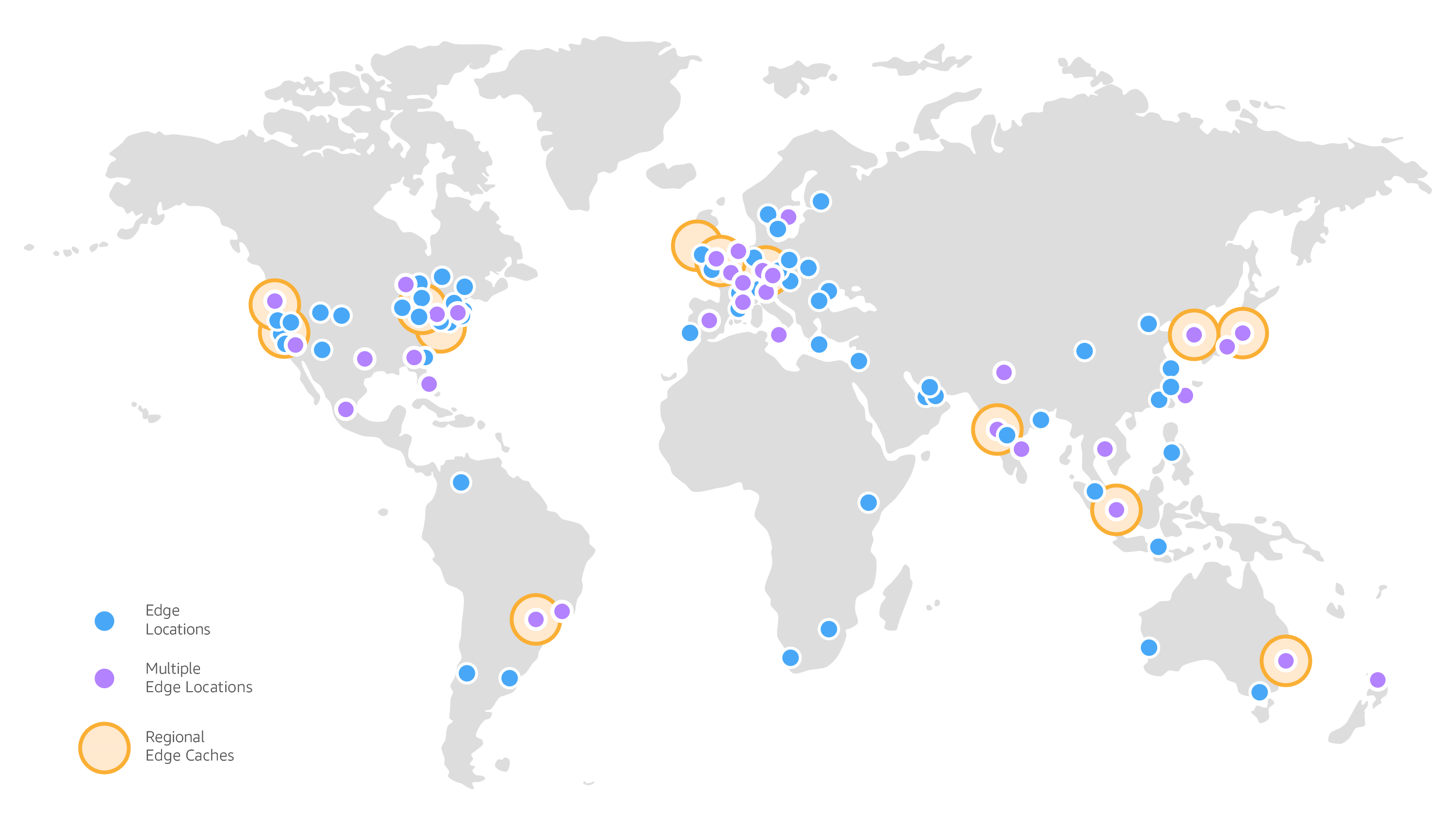 Mapa de ubicaciones de borde de AWS