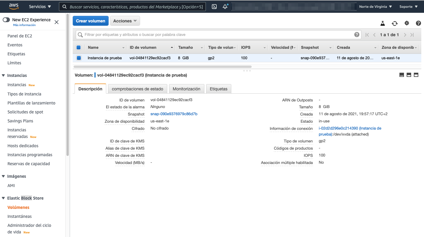 Volúmenes en EBS