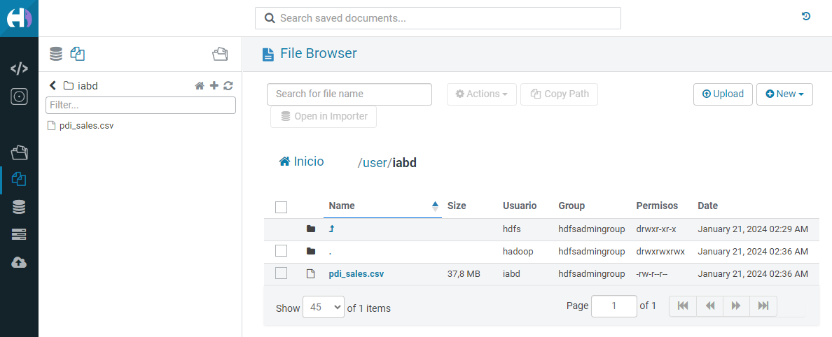 Visualizando HDFS desde Hue