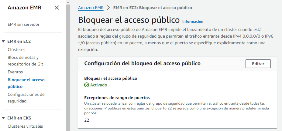 Configurando el bloqueo del acceso público