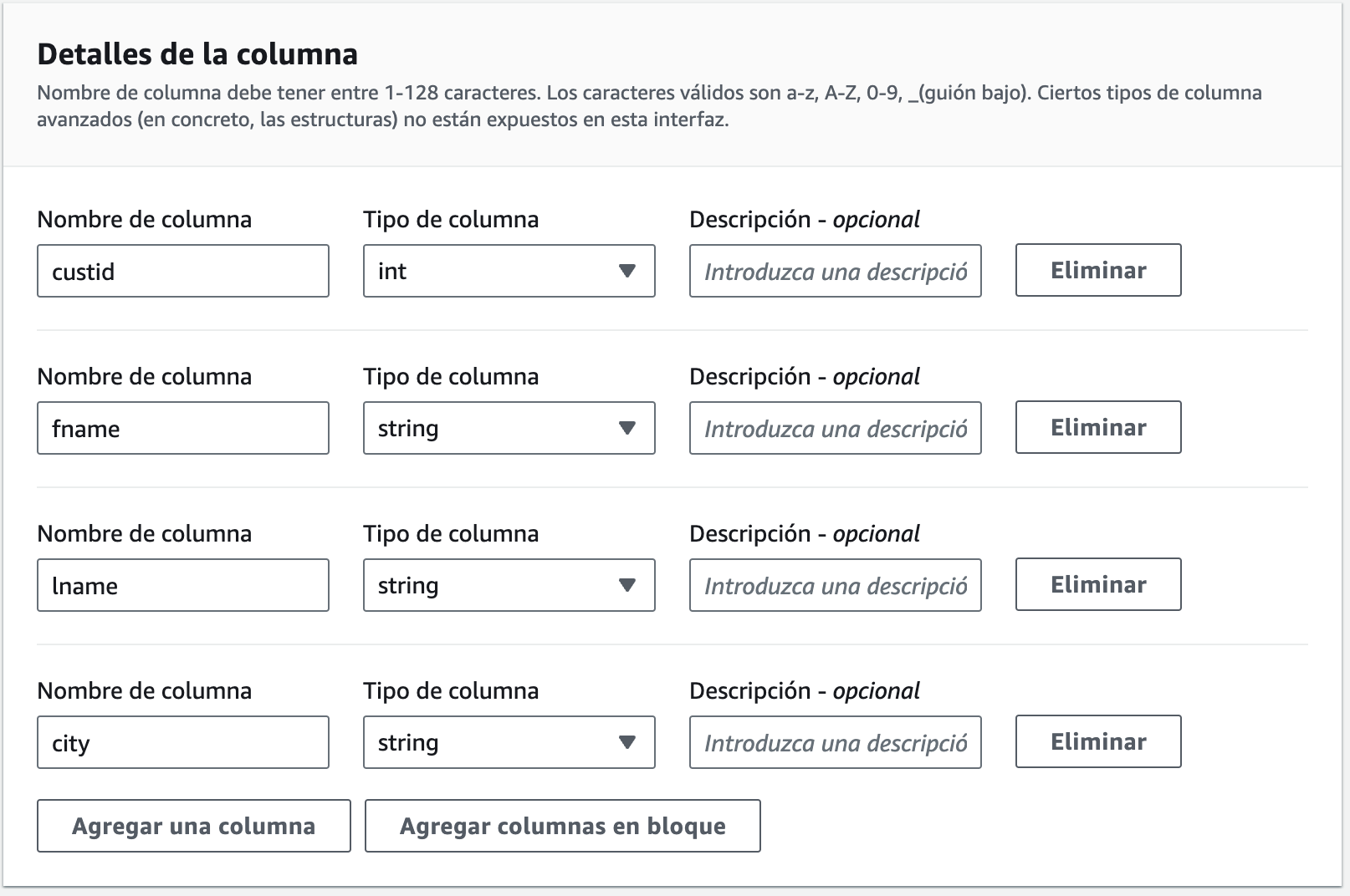 Athena - Configuración del formato