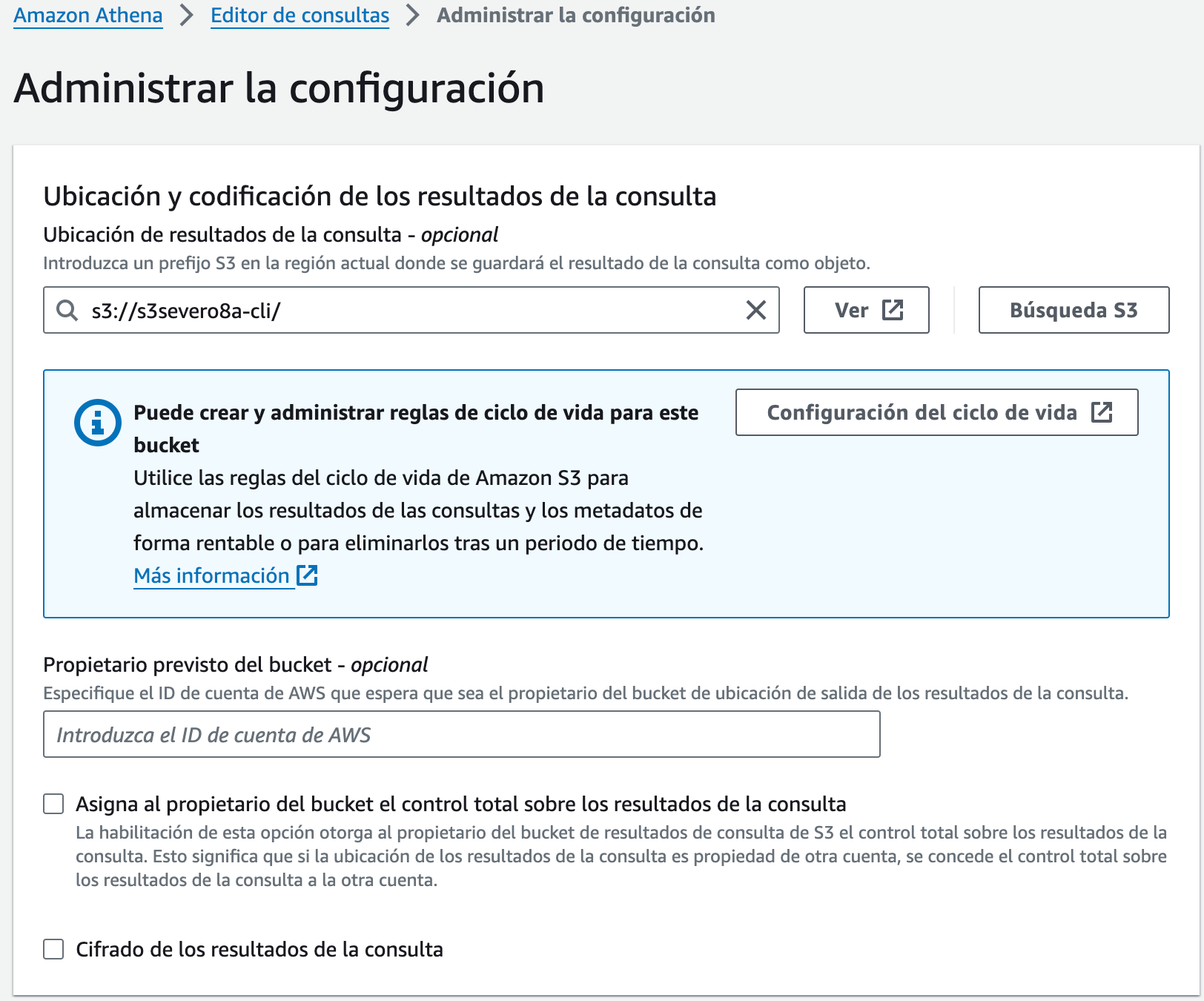 Athena - Configuración inicial