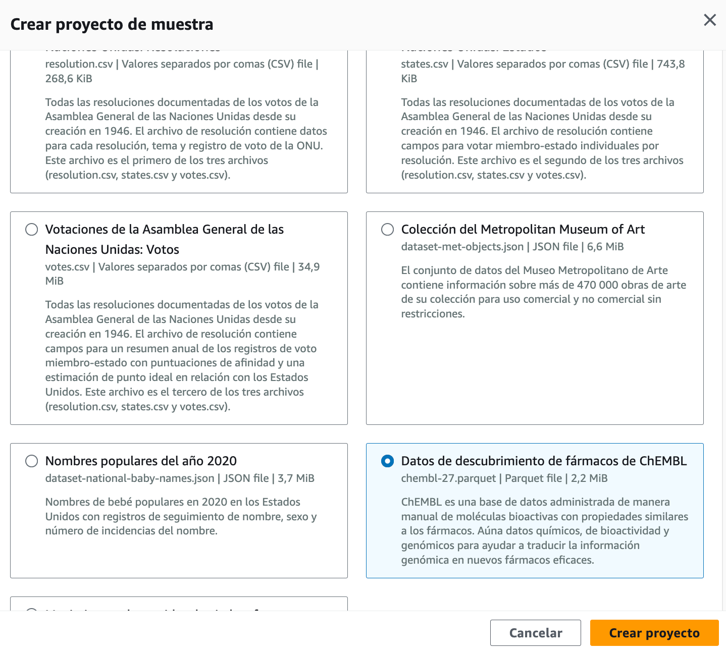 Creación del proyecto de muestra