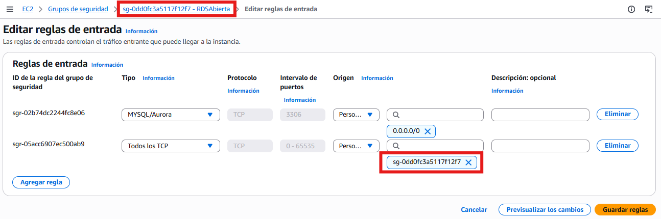 Grupo de seguridad autorreferenciado