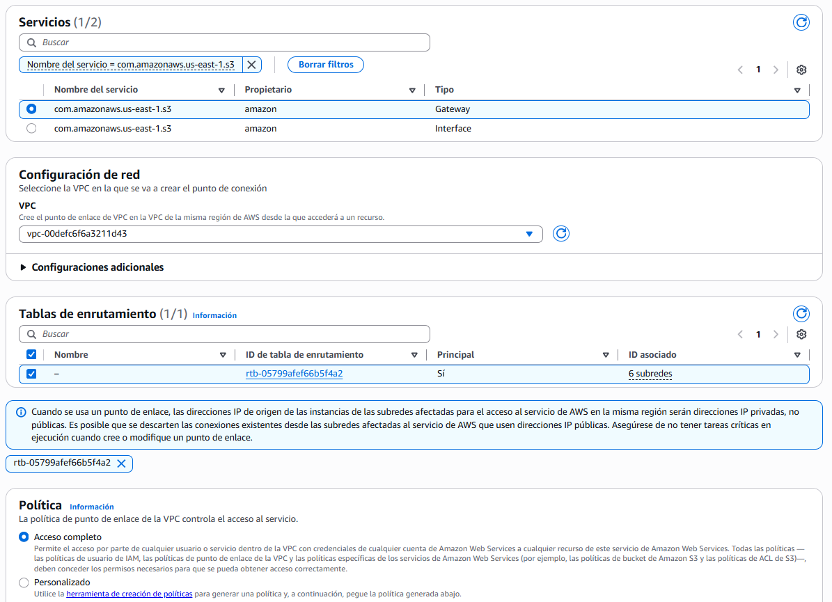 Endpoint S3 en la VPC