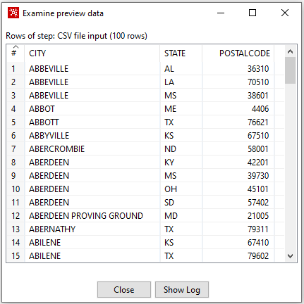 Caso de Uso 1 - Resultado de la opción Preview sobre Ciudades