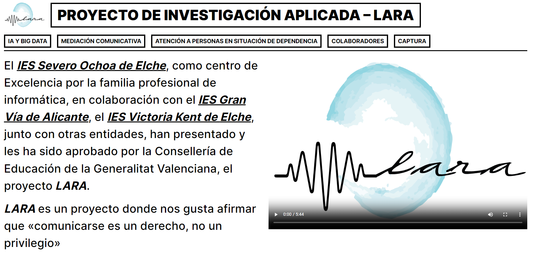 Web del proyecto Lara