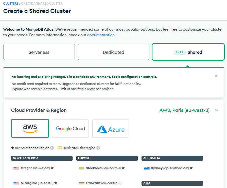 MongoDB - Elección del cluster