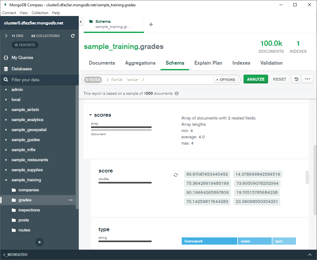 MongoDB - Opciones desde una colección en MongoDBCompass