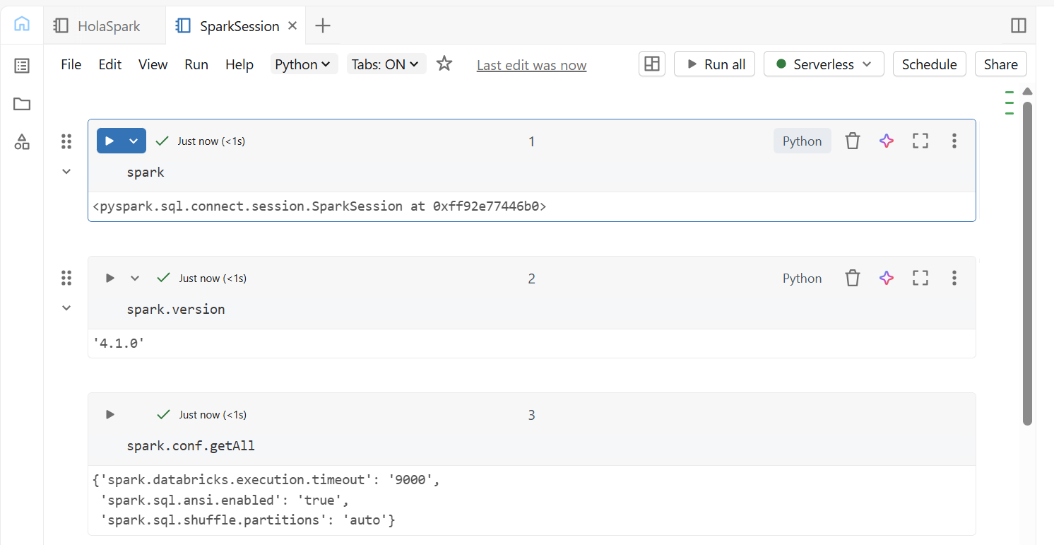 Ejemplo de cuaderno en Databricks