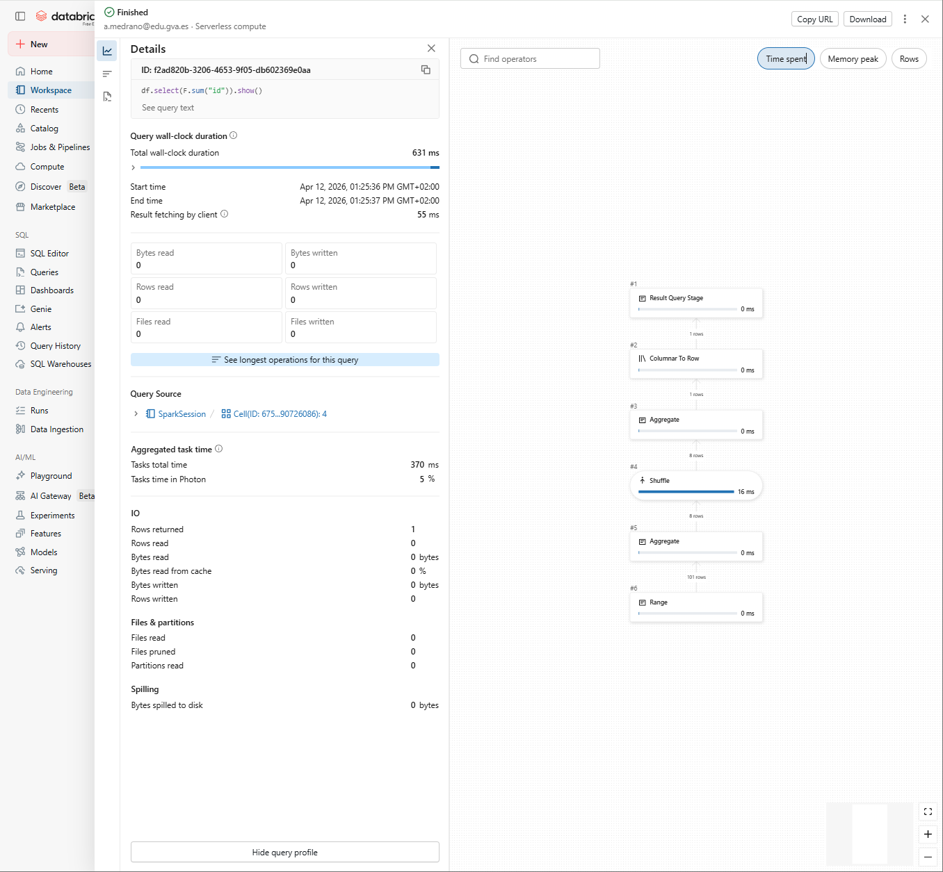 Query profile en Databricks