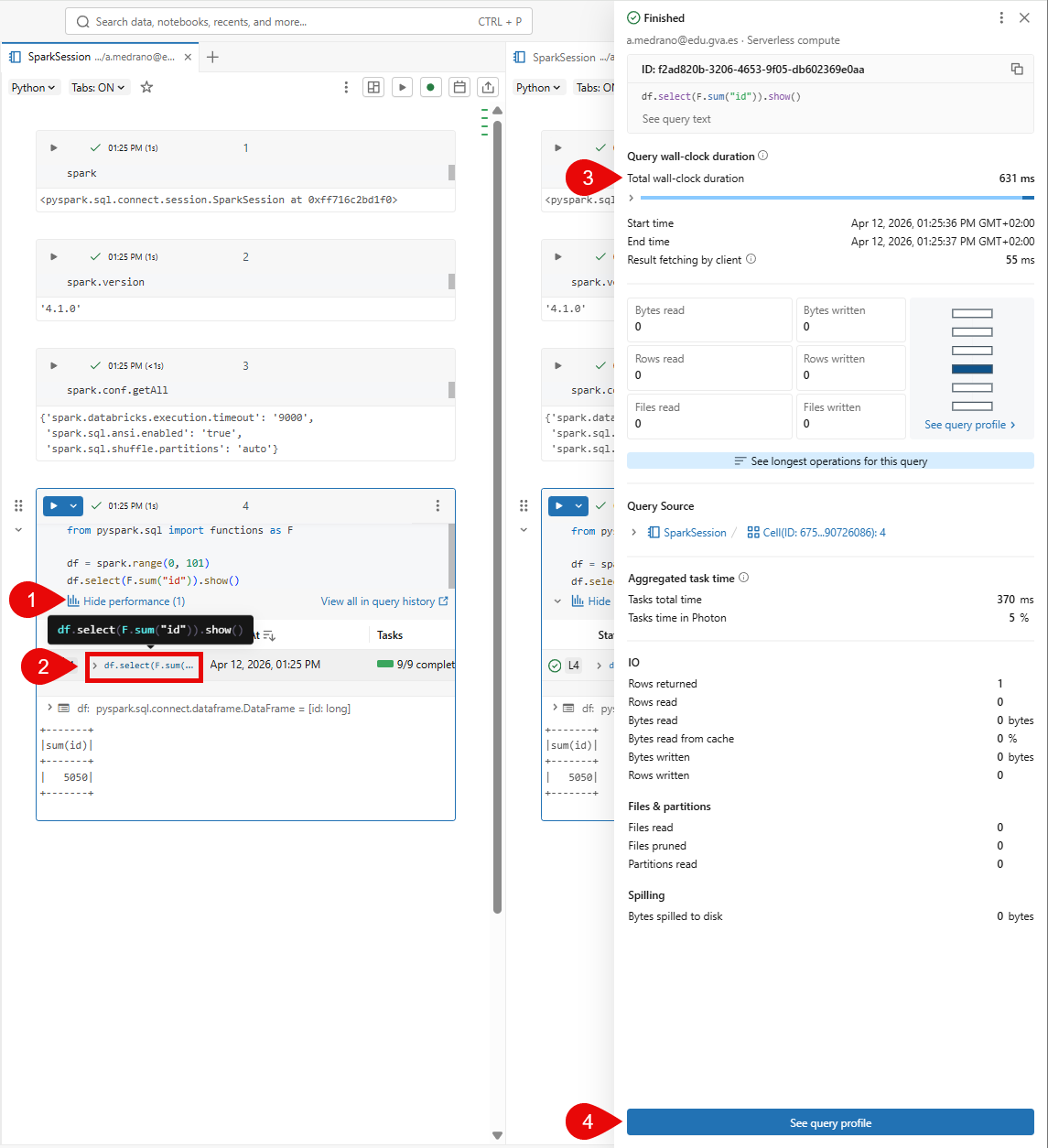 Query stats en Databricks