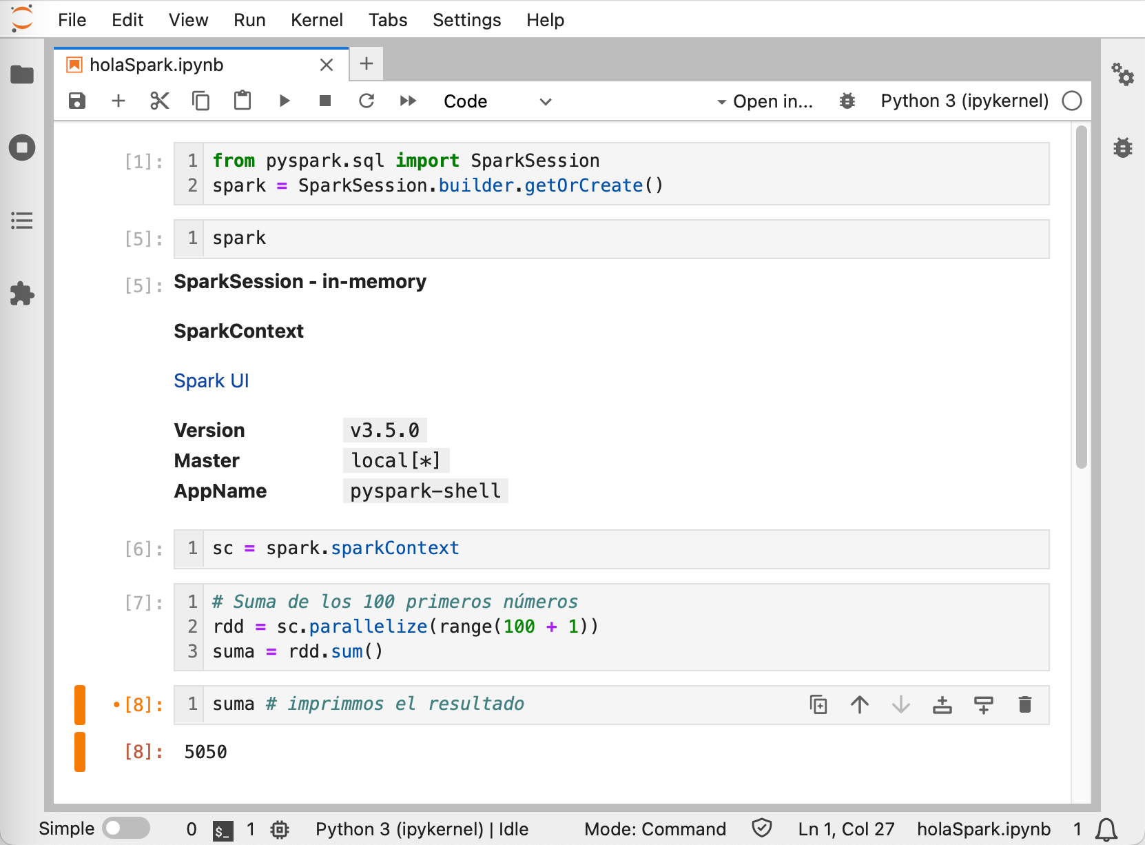 Hola Spark en Jupyter