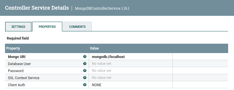 Configuración de MongoDBControllerService en Nifi